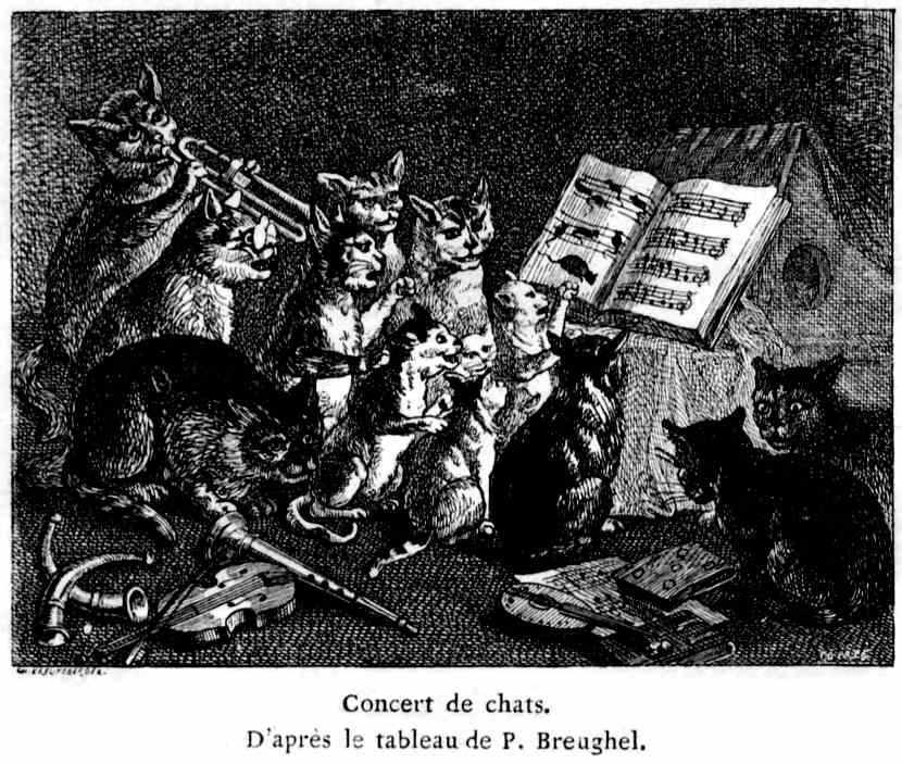 Concert de chats.
D'après le tableau de P. Breughel.