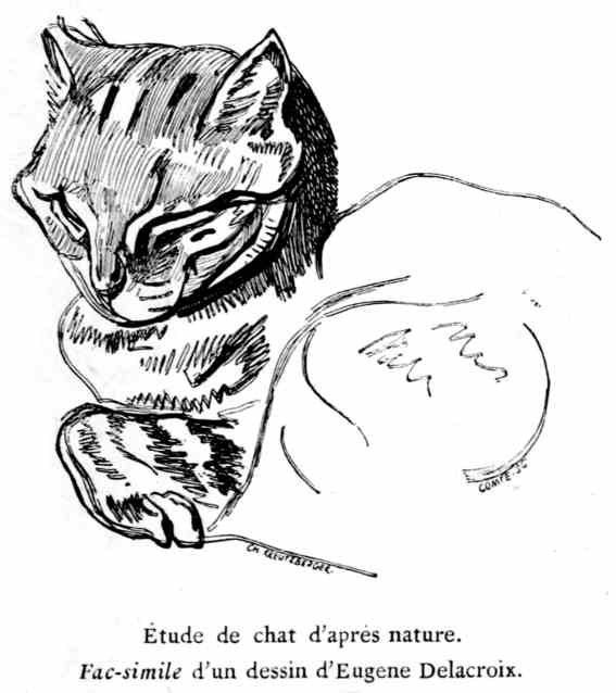 Étude de chat d'après nature.
Fac-simile d'un dessin d'Eugène Delacroix.