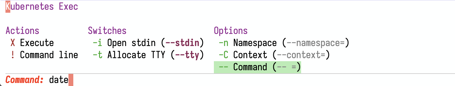 Image: The Kubed Exec transient menu