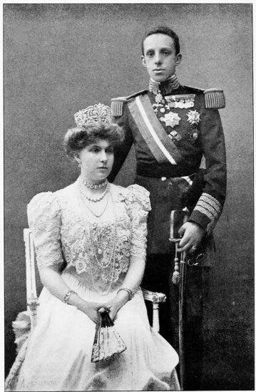 THEIR MAJESTIES THE KING AND QUEEN OF SPAIN.

(From a Photograph specially forwarded to the Author by His Majesty.)

Franzen, Madrid.