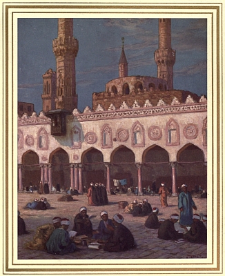 Illustration: Theological Students, in the Courtyard of Al-Azhar,
 the great Cairo Moslem University.