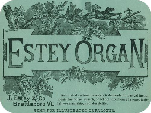 Estey Organ
As musical culture increases it demands in musical instruments for
home, church, or school, excellence in tone, tasteful workmanship,
and durability. SEND FOR ILLUSTRATED CATALOGUE.