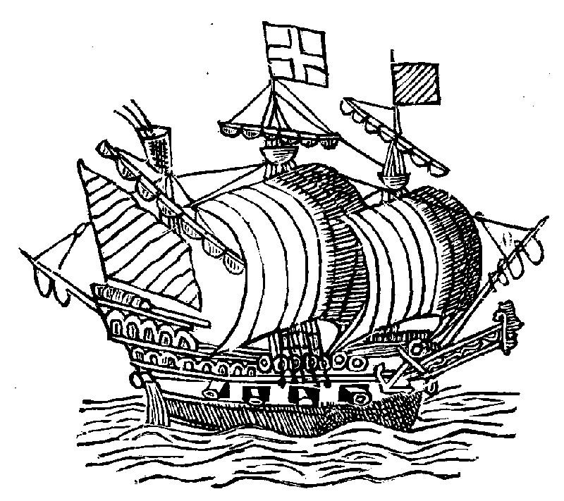 ship under sail, end of book
